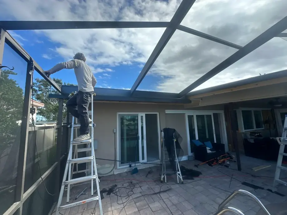 Finished screened lanai enclosure attached to a Tampa Bay home